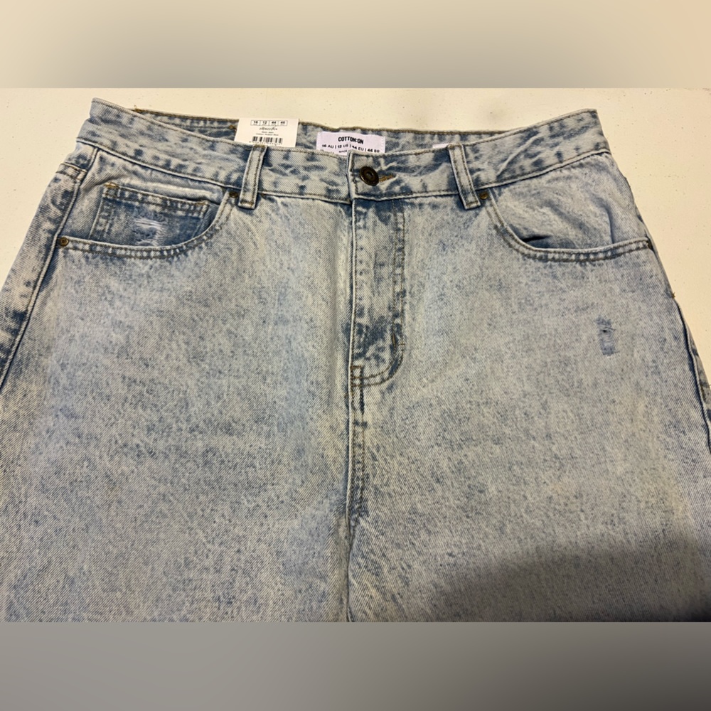 Cotton On Jeans Mom Jeans White Washed Women’s Sz 12 NWT Retro 90’s - Picture 5 of 6
